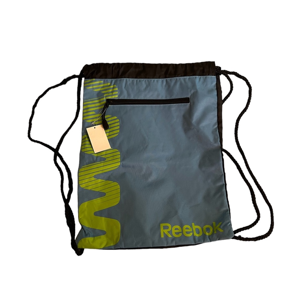 NWT Reebok GymSack Sports Drawstring Bag Backpack in Blue/Black/Green